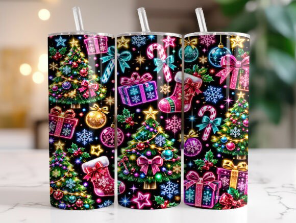 Colorful Christmas Tree 20oz Tumbler PNG