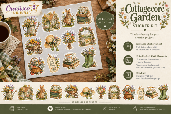 Cottagecore Garden Sticker Kit