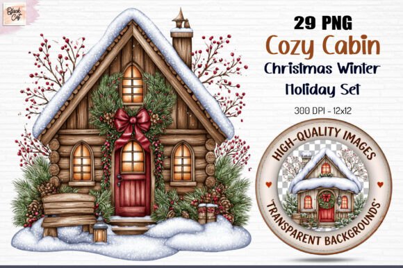 Cozy Cabin Christmas Winter Holiday PNG