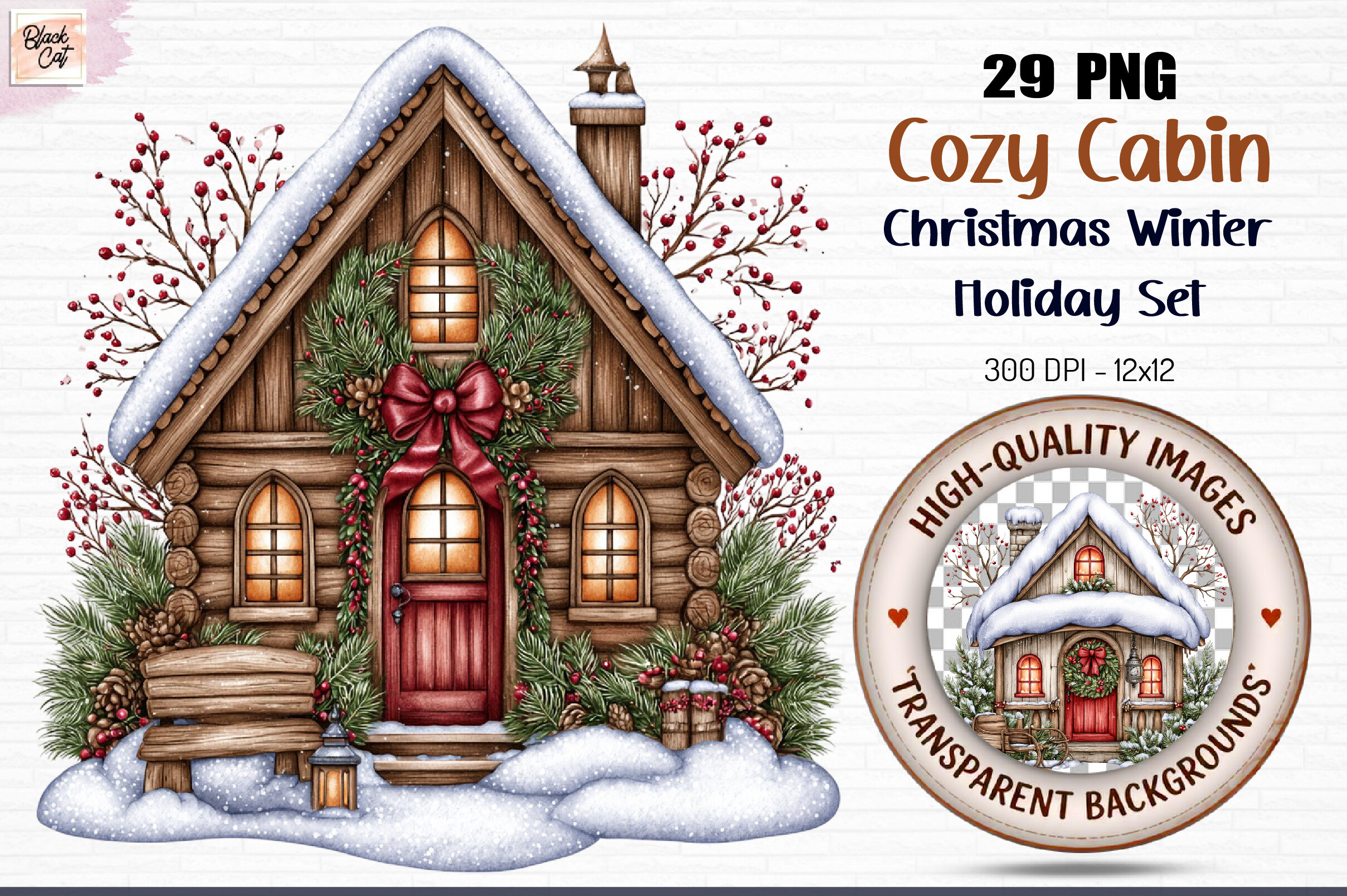 Cozy Cabin Christmas Winter Holiday PNG