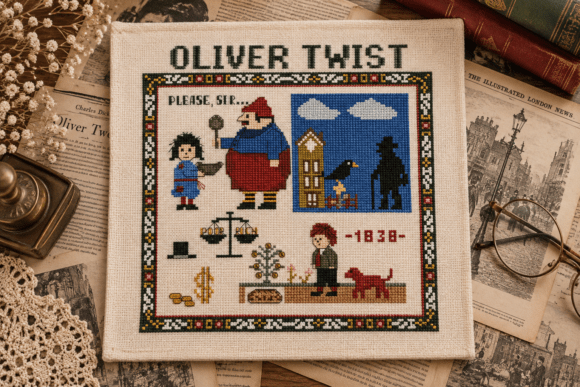 Cross Stitch Sampler Oliver Twist