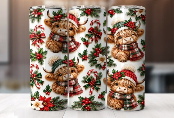 Cute Baby Highland Cow Christmas Tumbler