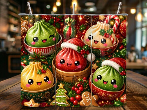 Cute Christmas Dim Sum Tumbler Wrap