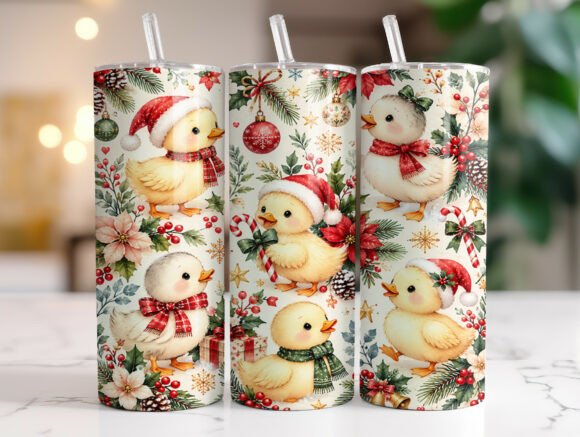 Cute Christmas Duck 20 Oz Tumbler Wrap