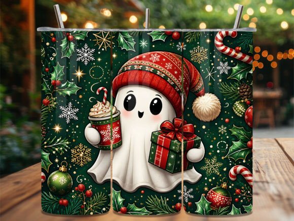 Cute Christmas Ghost 20oz Tumbler Wrap