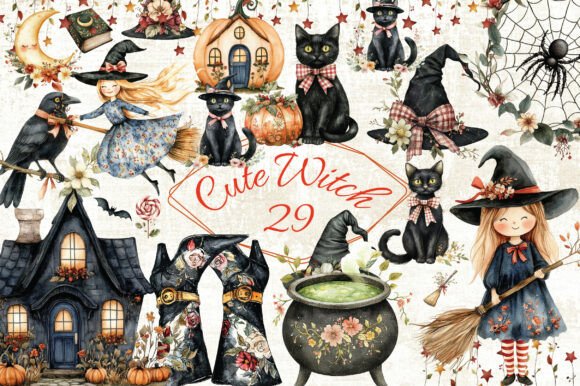Cute Witch Halloween Clipart
