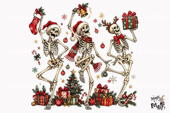 Dancing Skeletons Christmas PNG