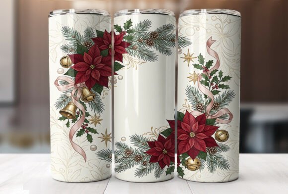 Elegant Poinsettia Christmas Tumbler PNG