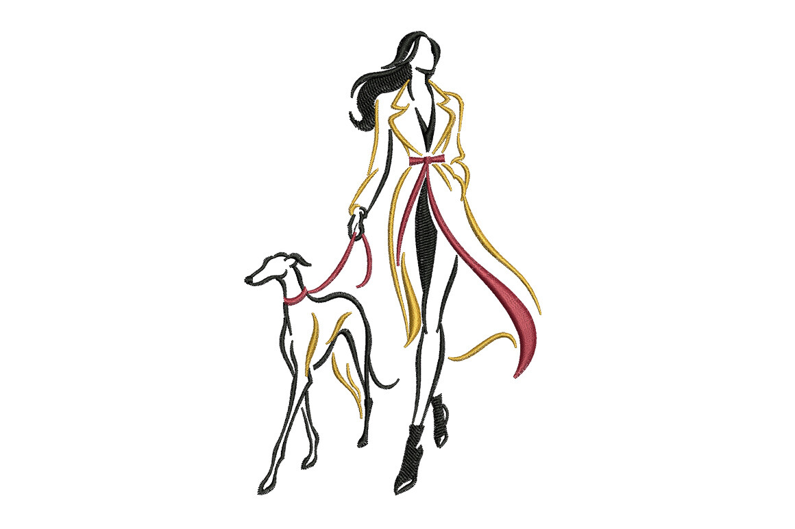 Fashion Woman Walking Greyhound