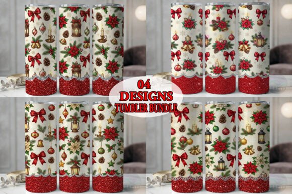 Festive Christmas Glitter Tumbler Bundle