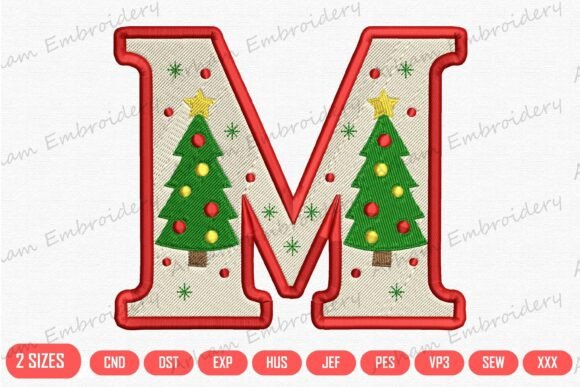 Festive Tree Monogram Alphabet M