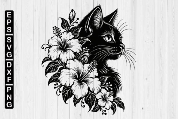 Floral Cat Svg.Cat Lover Svg