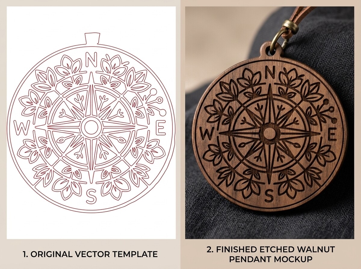 Floral Compass Pendant Design