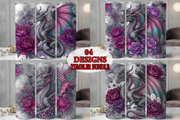 Floral Dragon Peony Glitter Tumbler