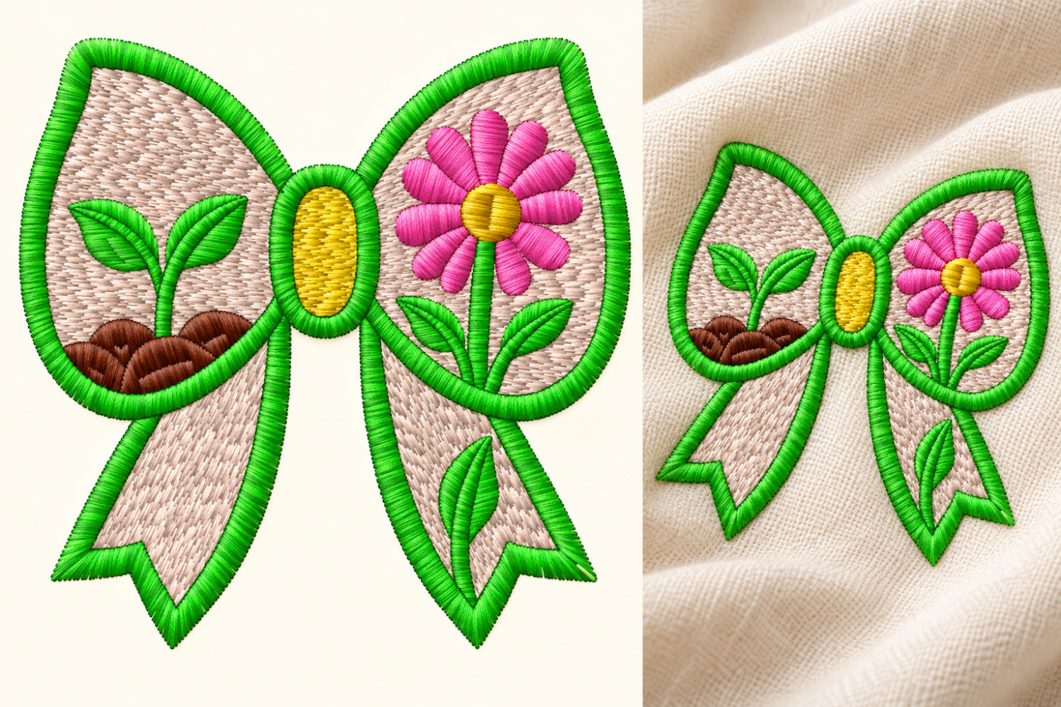 Floral Garden Bow Machine Embroidery