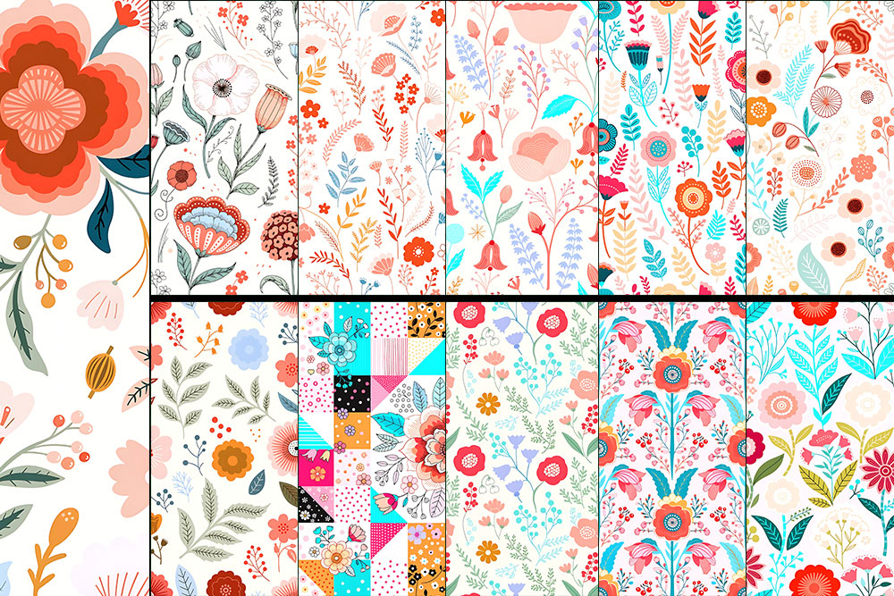 Floral Seamless Pattern Bundle | Hand Dr