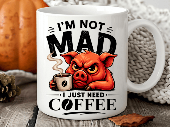 Funny Angry Pig Need Coffee Mug Wrap