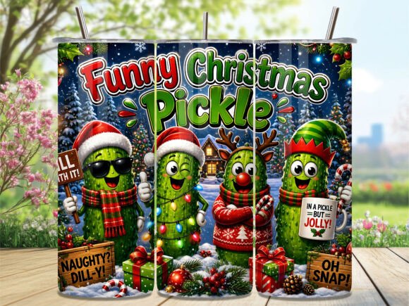 Funny Christmas Pickle Tumbler Wrap