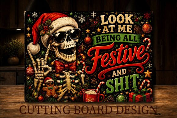 Funny Skeleton Christmas Cutting Board