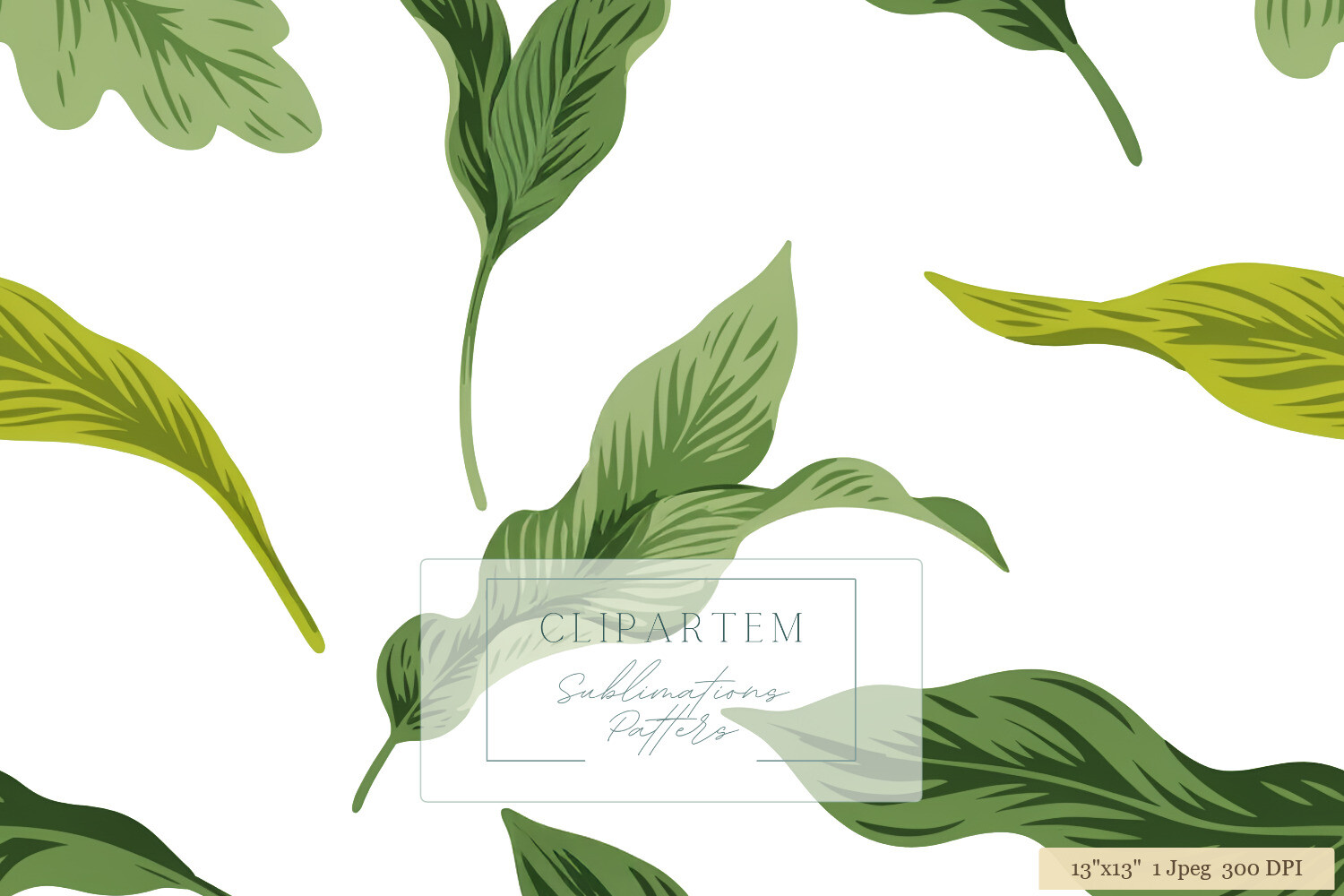 Green White Botanical Leaf Pattern Print