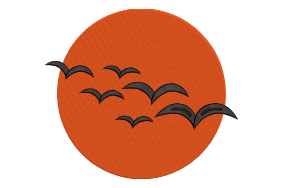 Halloween Bat Moon Embroidery Design