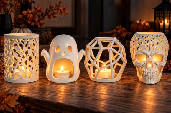 Halloween Candle Holder Set STL – 4 Spooky Lantern Designs for 3D Printing - Image 2