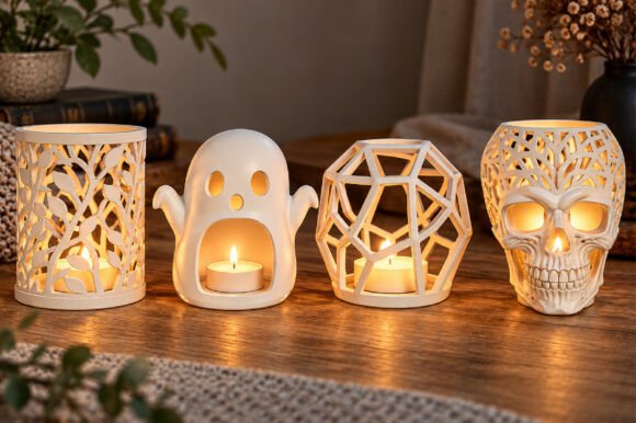 Halloween Candle Holder Set STL – 4 Spooky Lantern Designs for 3D Printing - Image 3