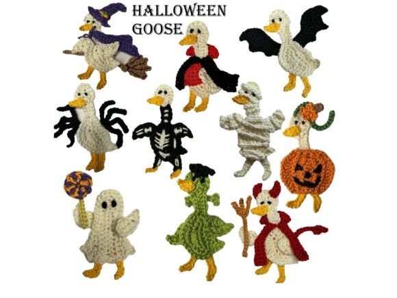Halloween Goose Crochet Applique Pattern
