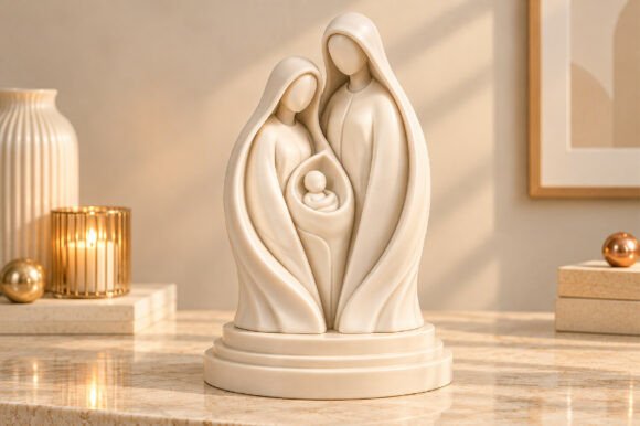 Holy Family Nativity STL – Modern Minimalist 3D Printable Christmas Decor - Image 2