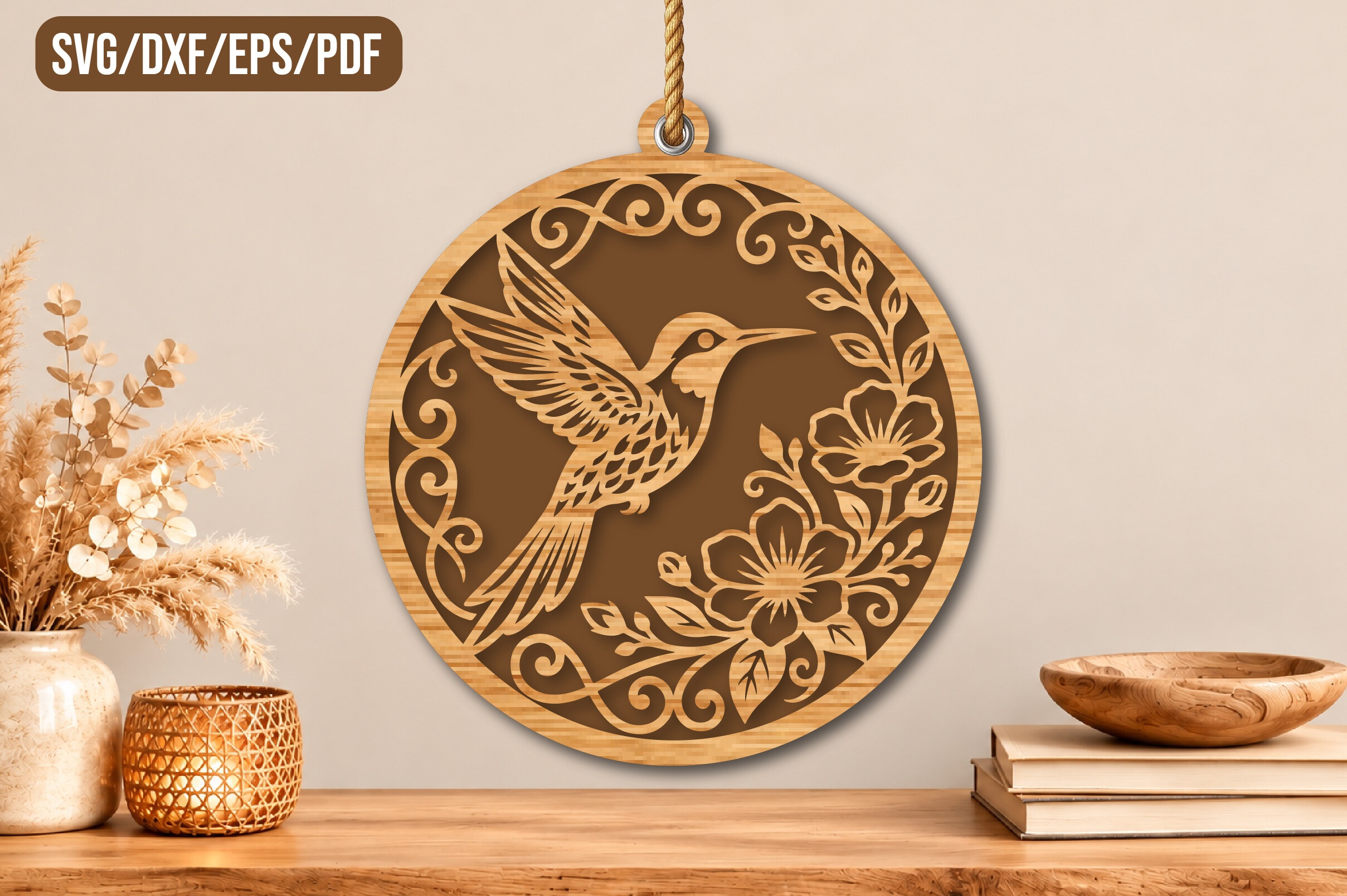 Hummingbird Floral Round