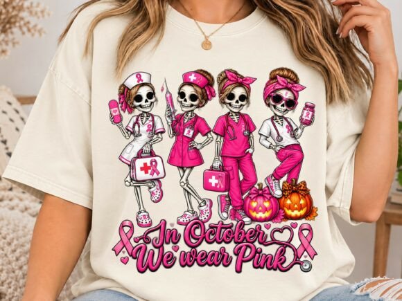 In October We Wear Pink Nurse PNG Shirt