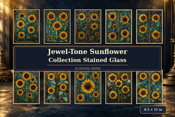 Jewel-Tone Sunflower Collection Stained