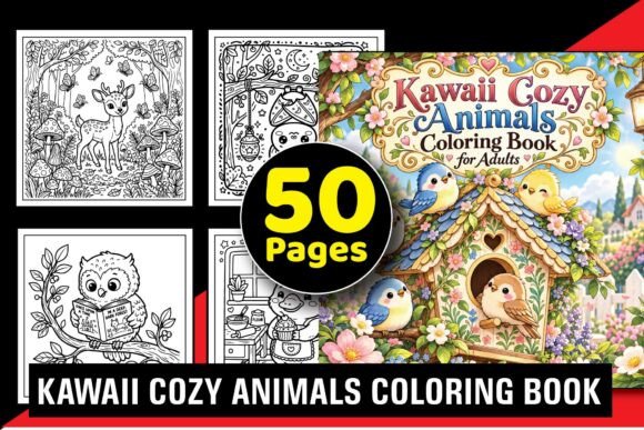 Kawaii Cozy Animals Coloring Book