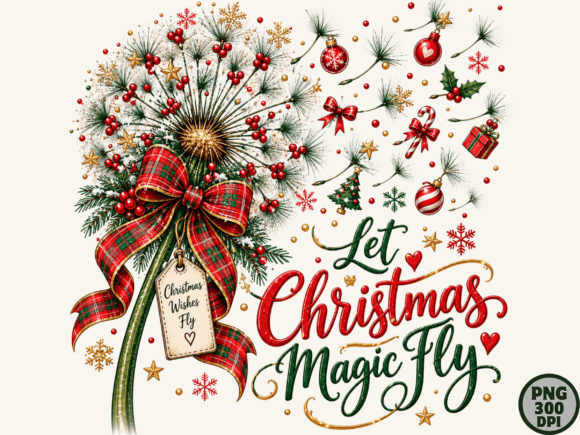 Let Christmas Magic Fly Holiday PNG