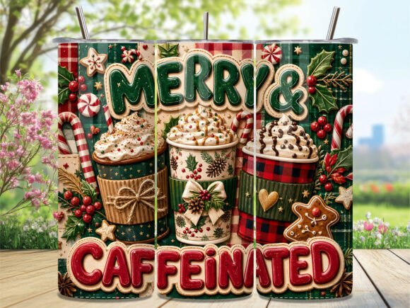 Merry Caffeinated Christmas Tumbler Wrap