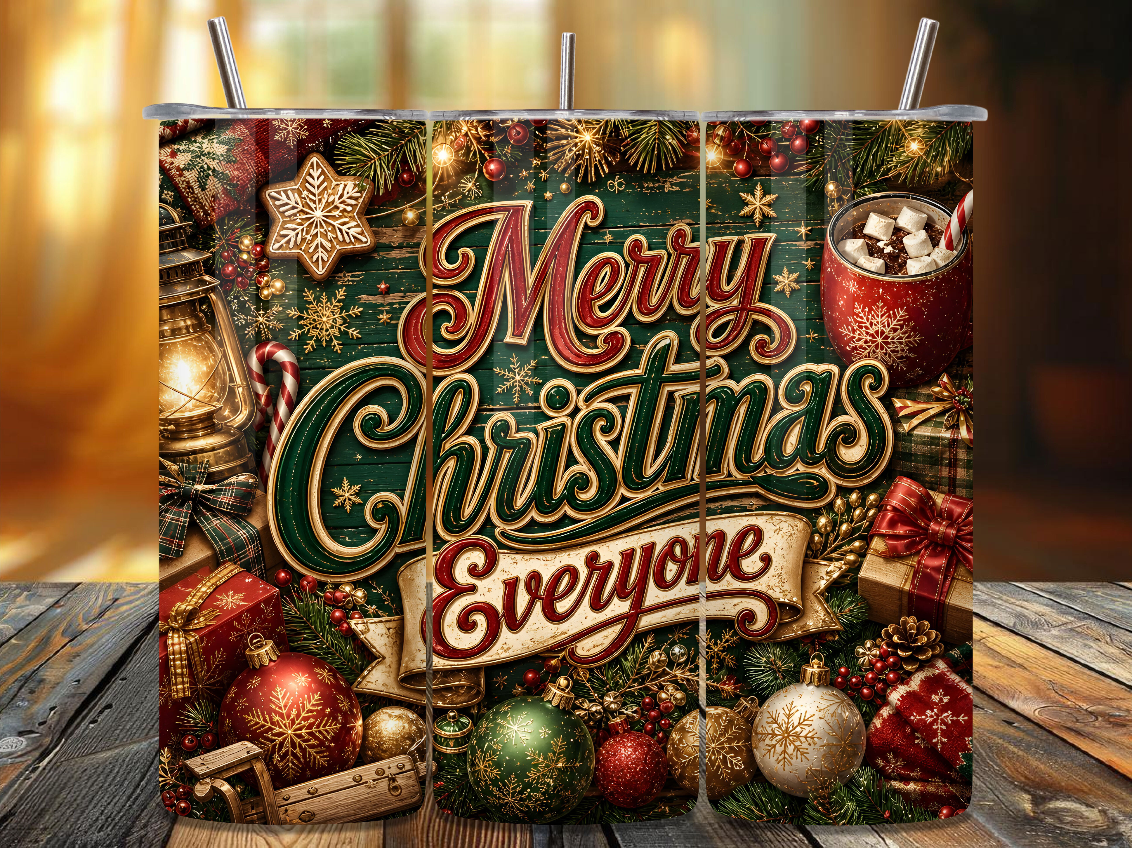 Merry Christmas Everyone Tumbler Wrap
