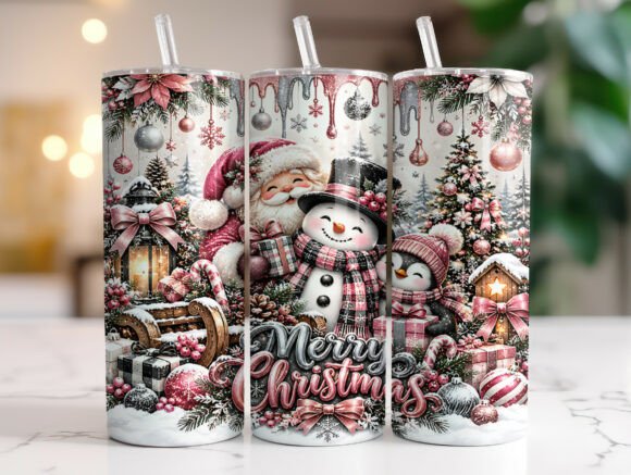 Merry Christmas Snowman Santa Tumbler