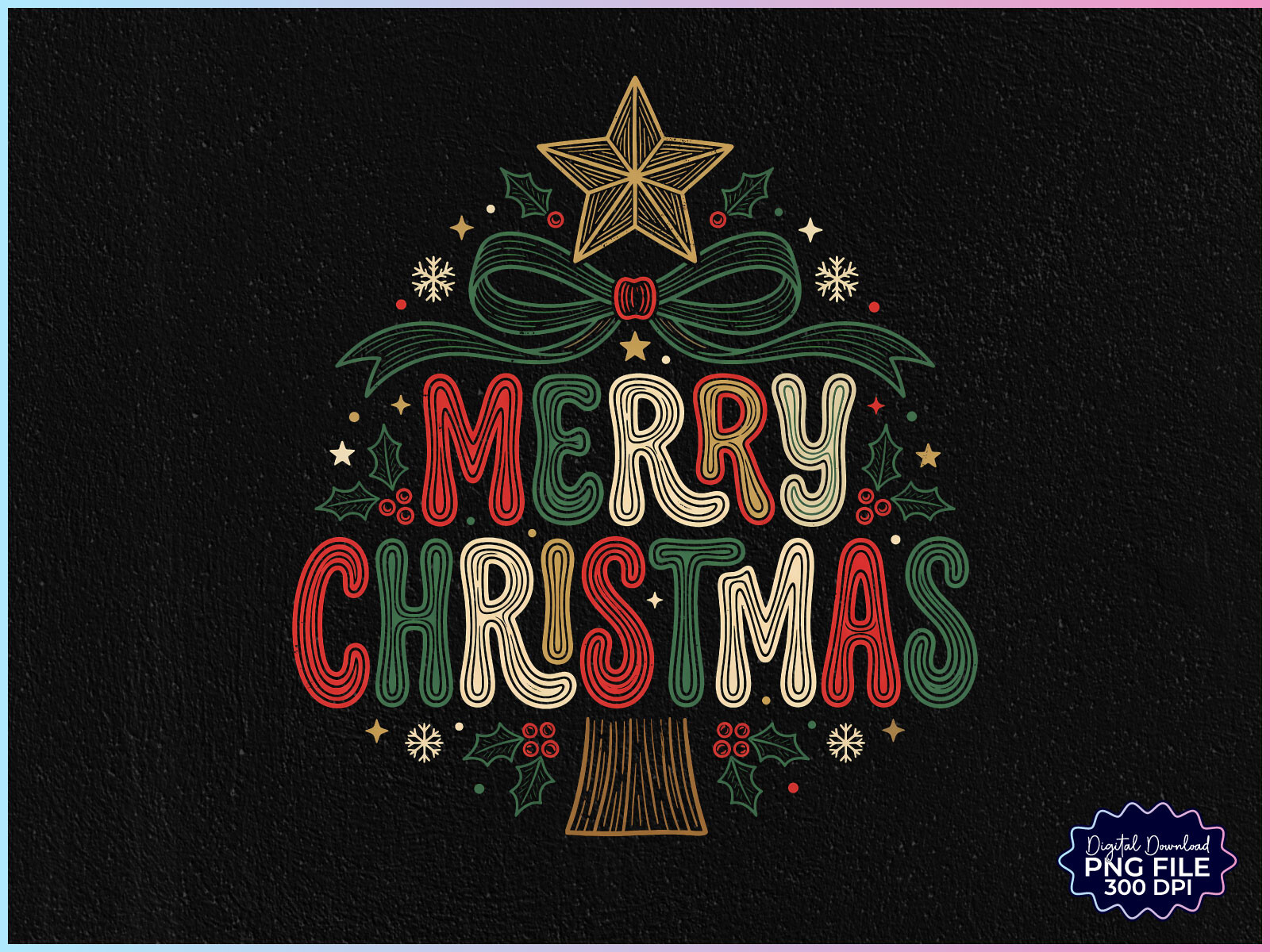 Merry Christmas Tree Coquette PNG