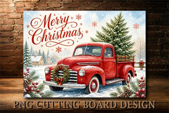 Merry Christmas Truck Cutting Board