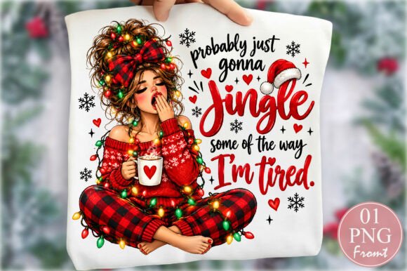 Messy Bun Girl Jingle Christmas PNG