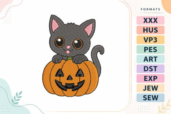 Mini Halloween Cat and Pumpkin