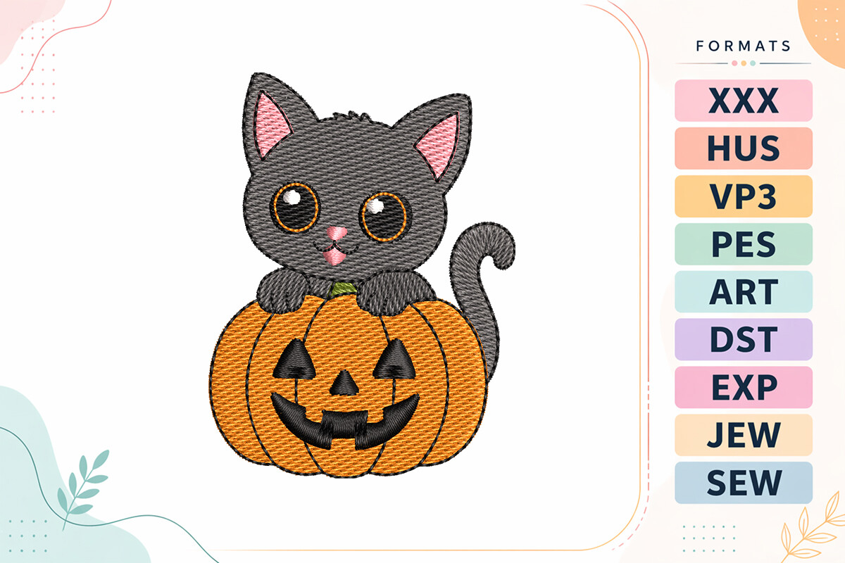 Mini Halloween Cat and Pumpkin