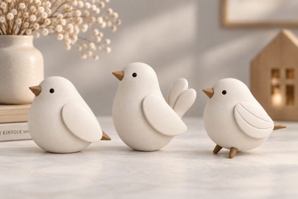 Minimal Bird Family 3D STL Set – 3 Minimalist Bird Figurines for 3D Printing - Image 2