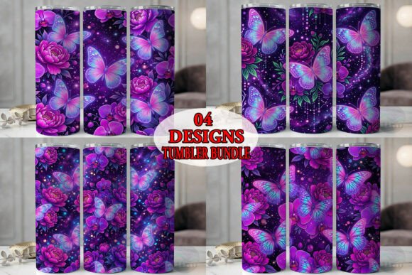 Neon Butterfly Peony Tumbler Bundle