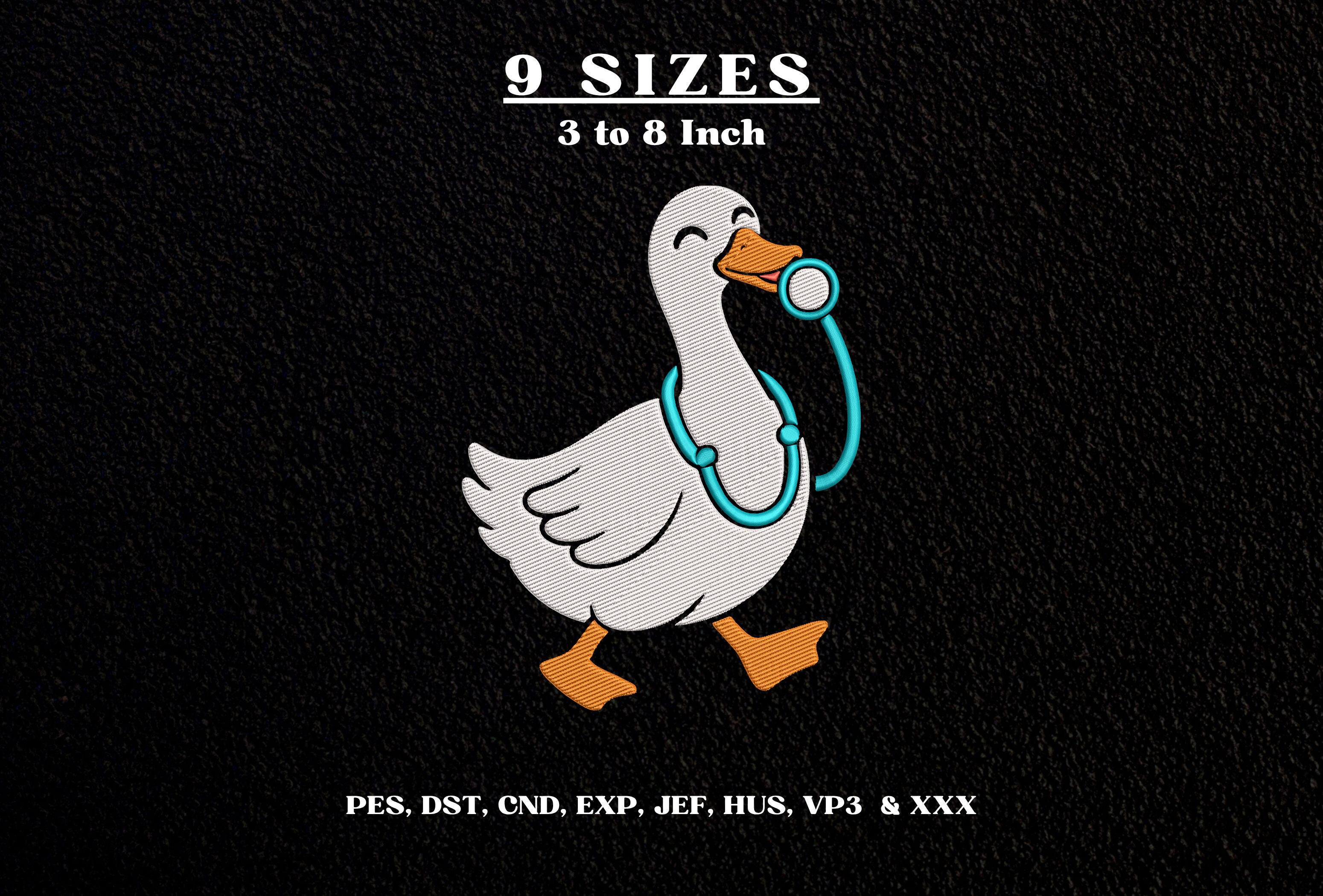 Nurse Duck Embroidery Design Cute Goose