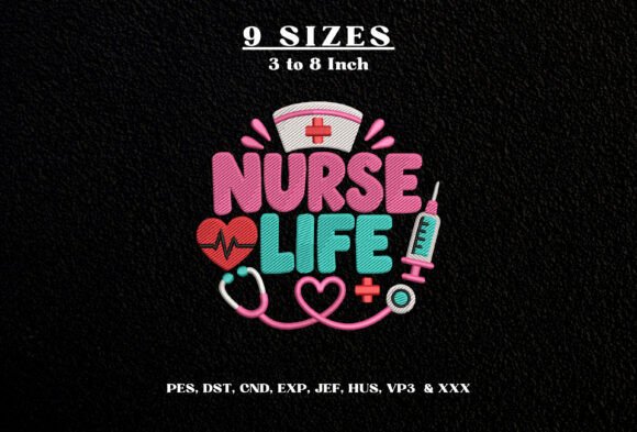 Nurse Life Embroidery Design Nursing DST