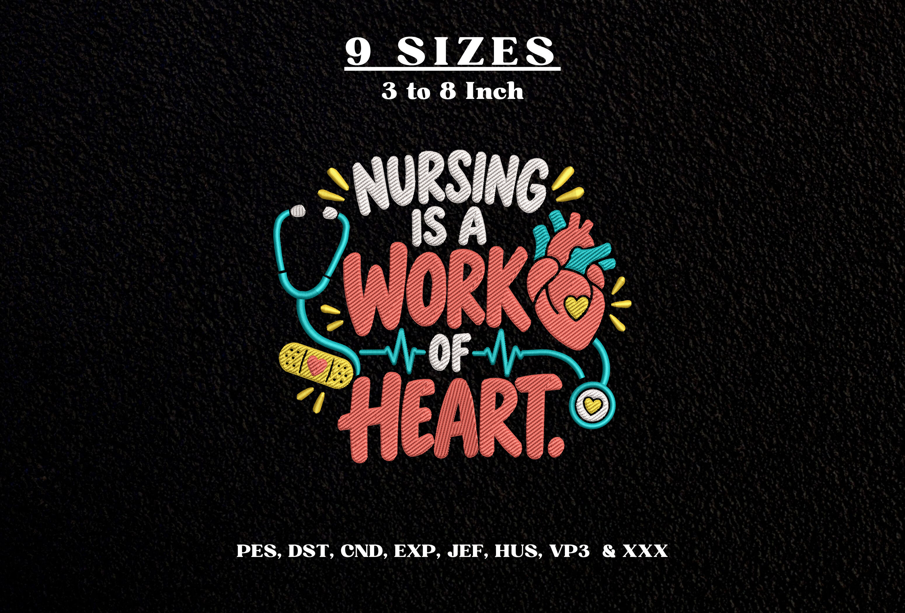 Nursing is a Work of Heart Embroidery