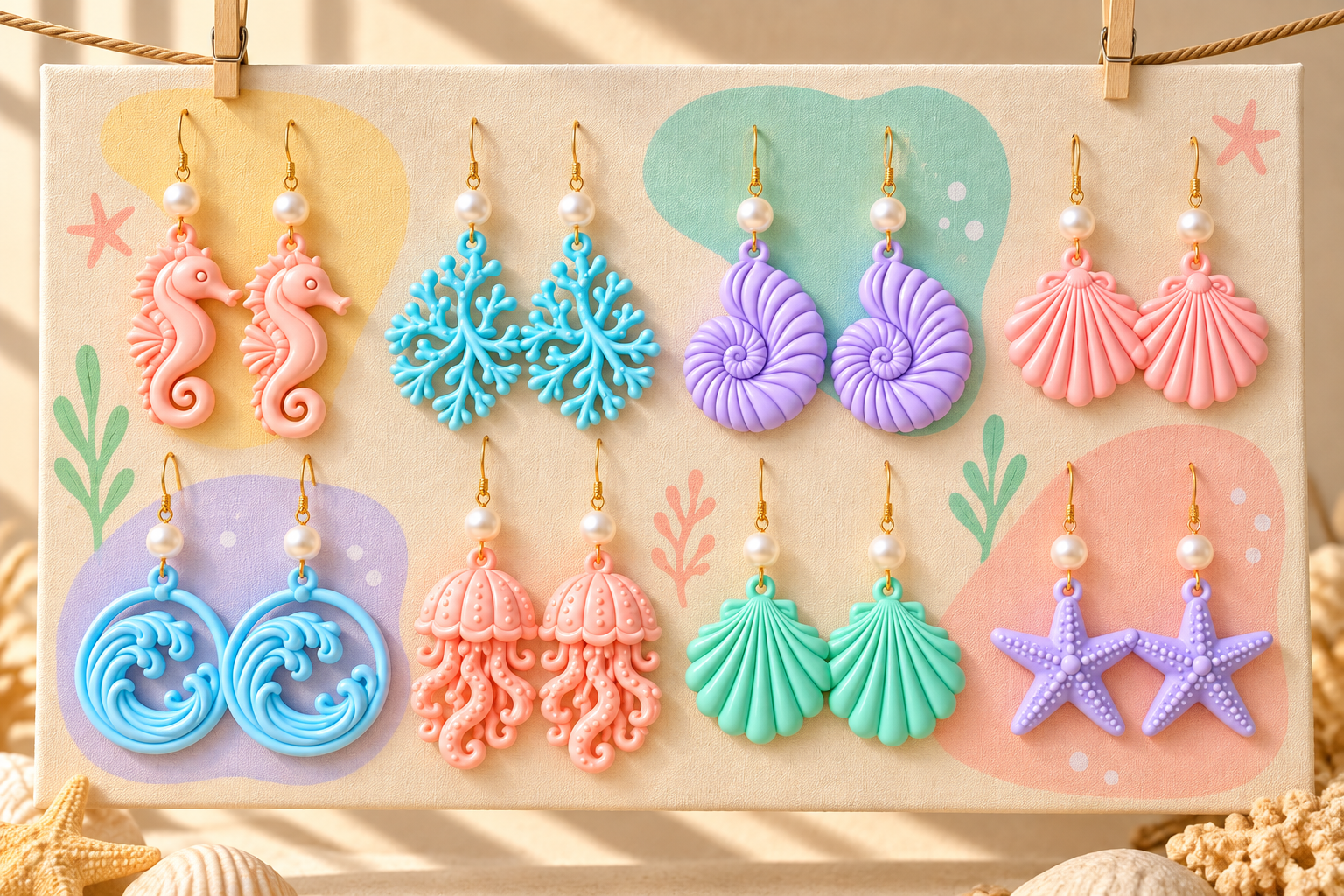 Ocean Seashell Earrings STL Bundle – 10 3D Printable Sea Jewelry Designs - Image 5