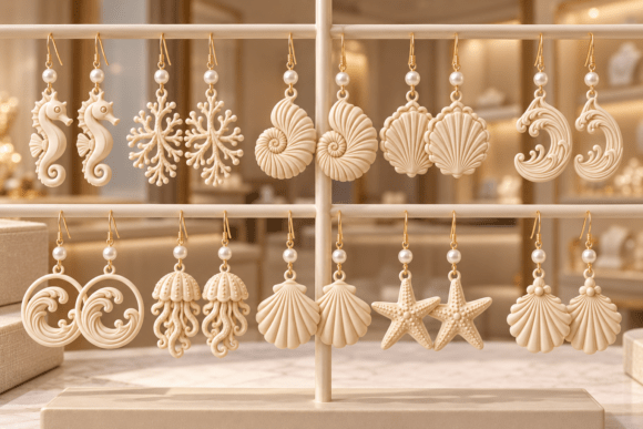 Ocean Seashell Earrings STL Bundle – 10 3D Printable Sea Jewelry Designs - Image 4