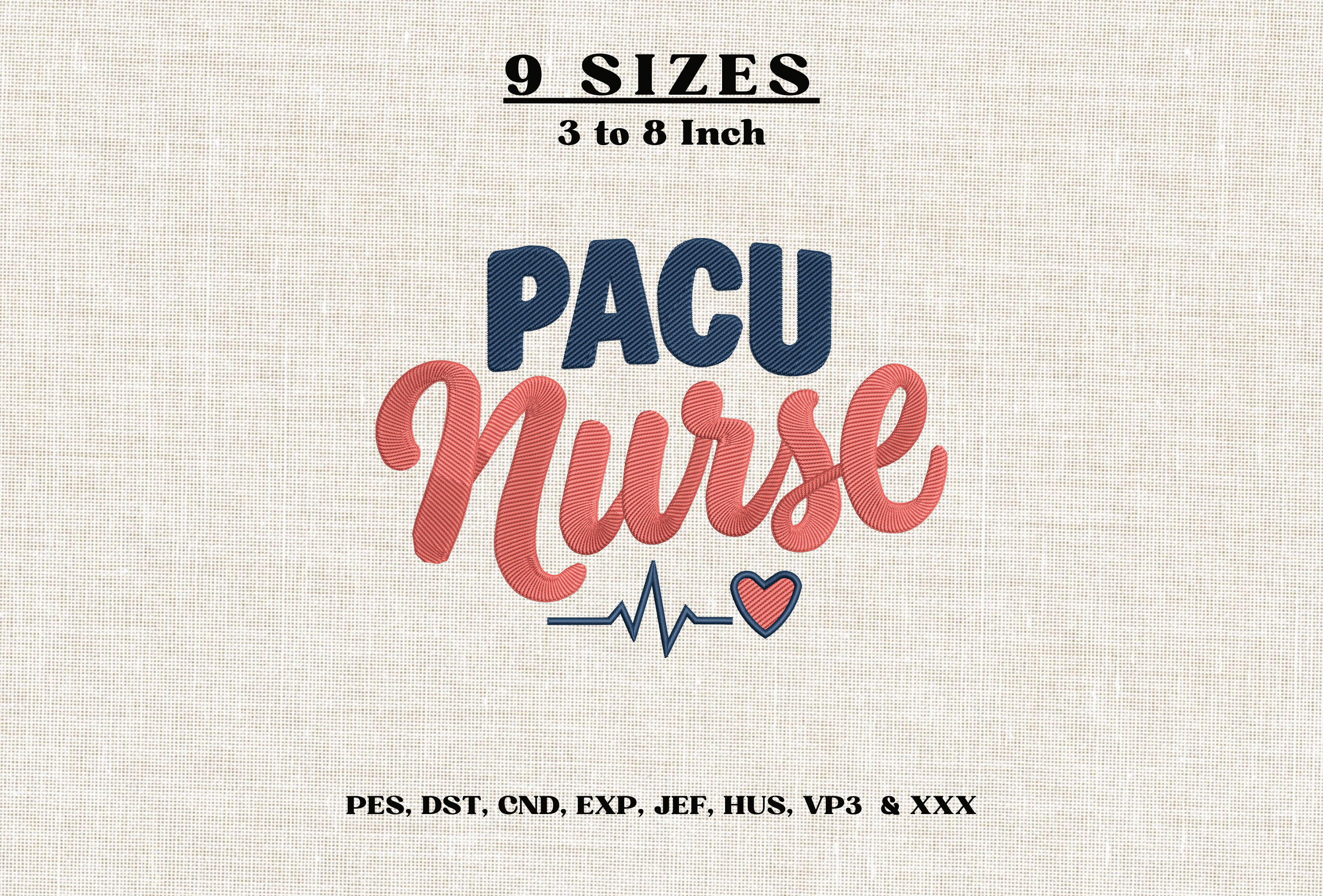 PACU Nurse Embroidery Design DST PES HUS